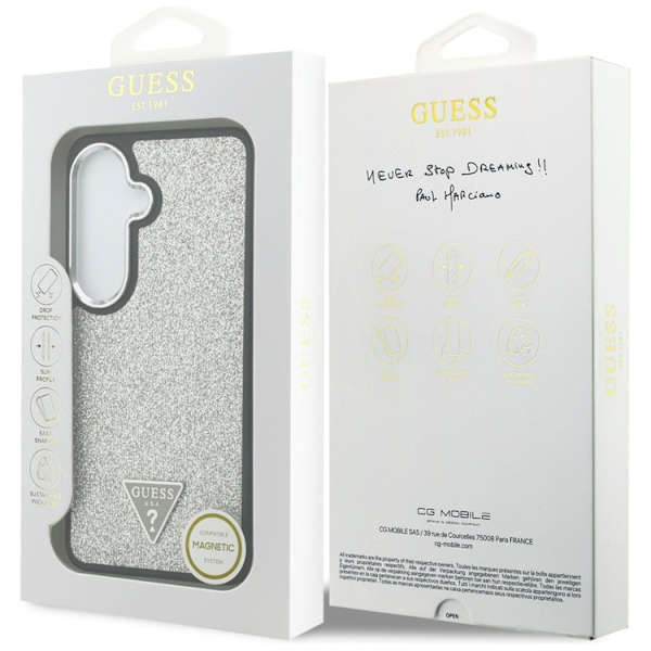 Guess Mobilskal För Galaxy S26 MagSafe Fixed Glitter Triangle - Silver Silver