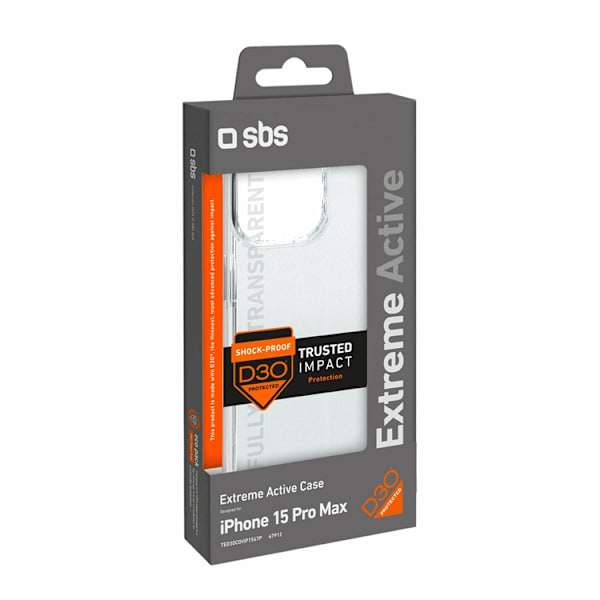 SBS Mobilskal till iPhone 15 Pro Max D3O - Transparent