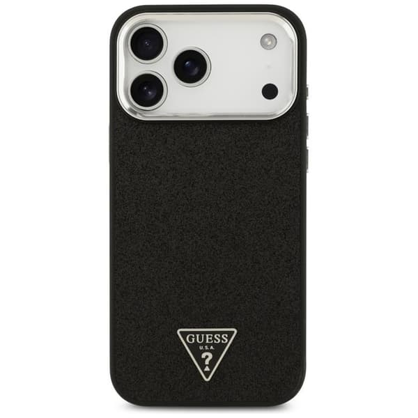 Guess Telefontaske til iPhone 17 Pro Max MagSafe Glitter Triangle Logo - Sort Svart