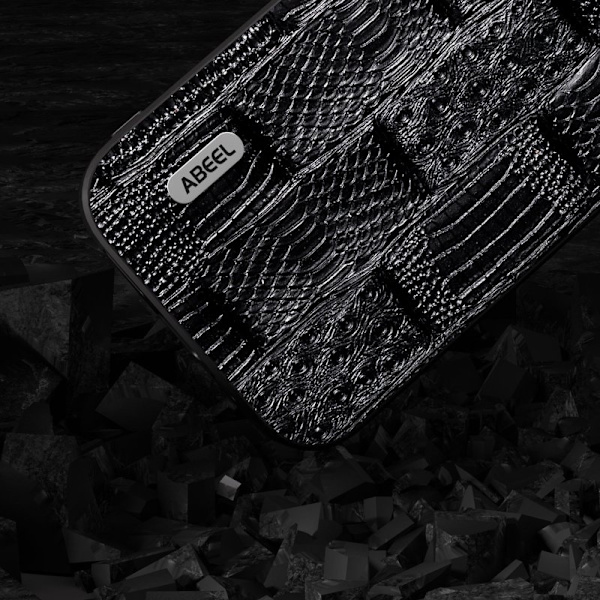 ABEEL iPhone 15 Plånboksfodral Shockproof Mahjong Textur Svart