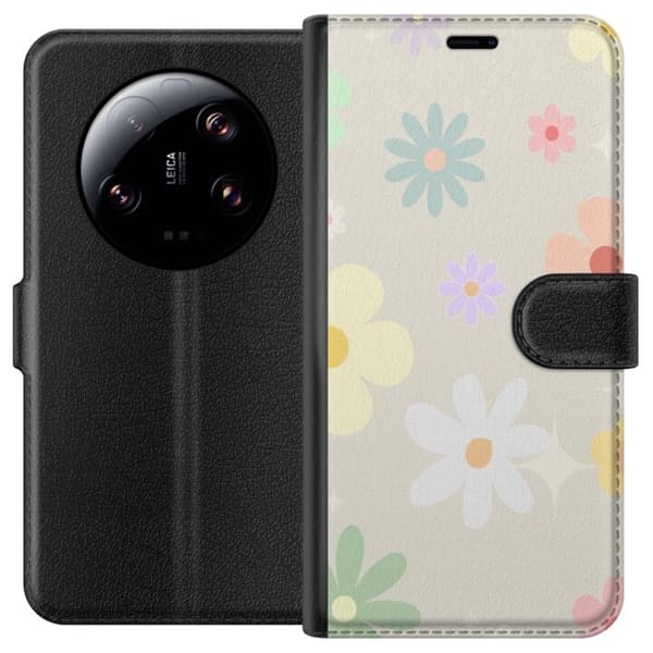 Plånboksfodral till Xiaomi 13 Ultra med fejdande blommor