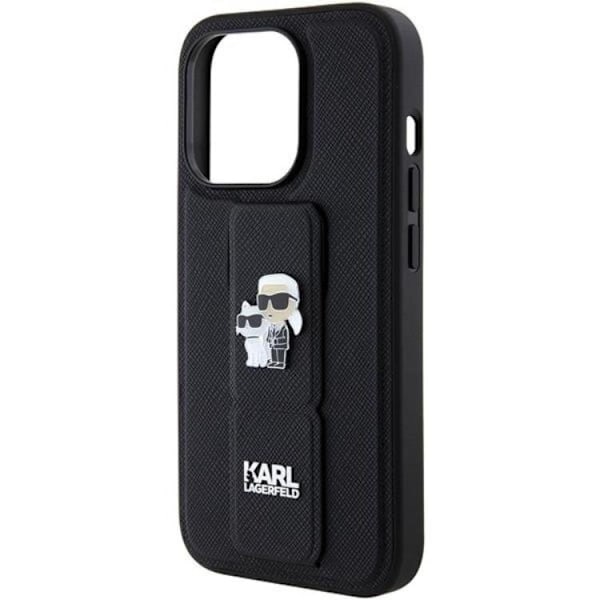 Karl Lagerfeld iPhone 15 Pro Max Mobilskal Gripstand Pins Svart