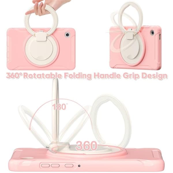 Mobilskal till Galaxy Tab A11 Rotary Kickstand Handle - Sakura Rosa Rosa