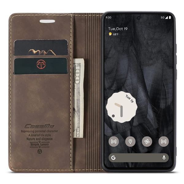 CASEME 013 Series Google Pixel 8 Pro Plånboksfodral Konstläder Brun
