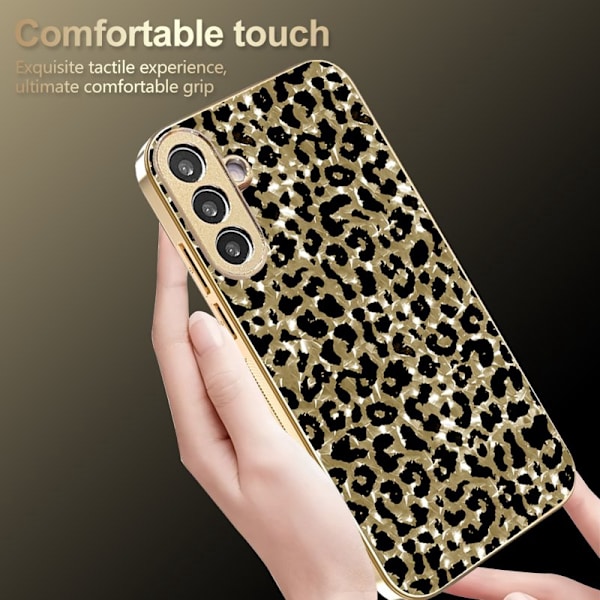 Mobilskal för Samsung Galaxy S26 Plus Leopardmönster PC + TPU - Guld