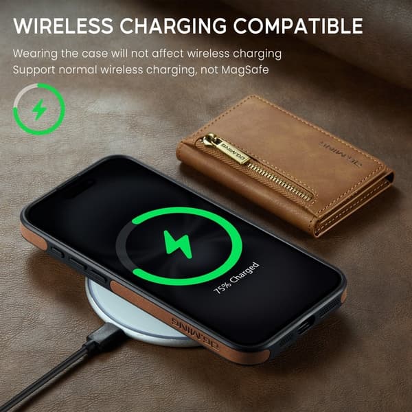 DG.MING M5 Series Mobilskal till iPhone 16 Avtagbart Magnetiskt Konstläder Brun