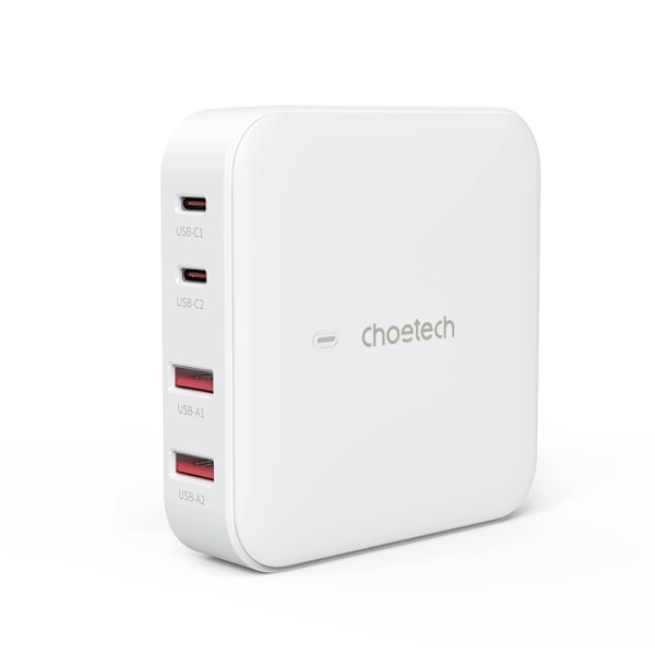 Choetech GaN Snabbladdare 100W 2xUSB-A 2xUSB-C - Vit