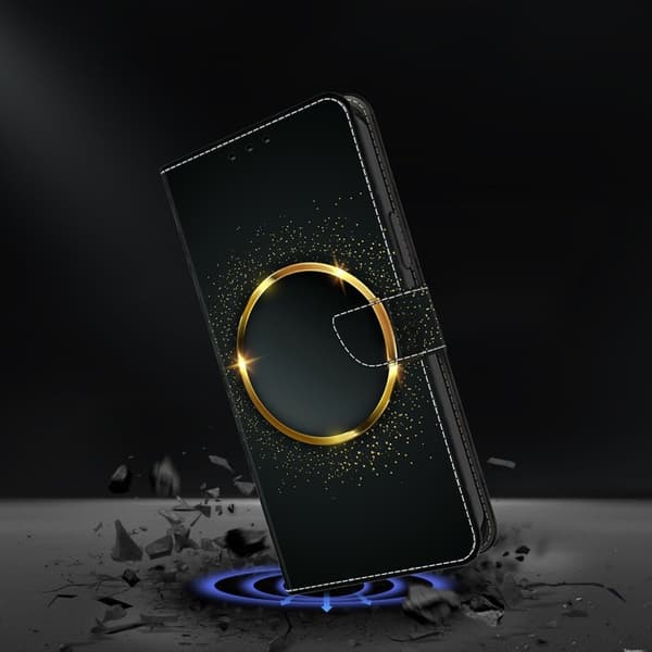 Samsung Galaxy S26 Ultra Plånboksfodral Konstläder Med Ställ - Guld Ring