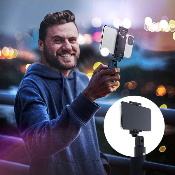 Combo Bluetooth Selfie Stick med Stand - Sort