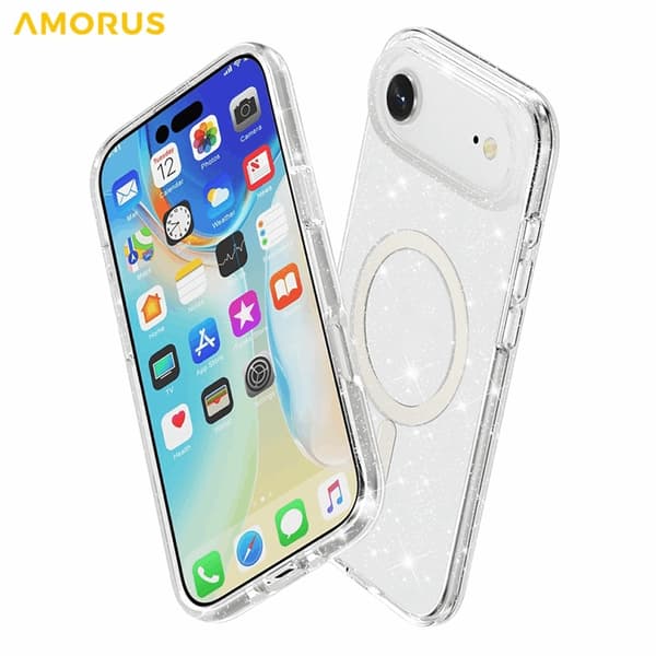 AMORUS Mobilskal till iPhone Air Magsafe Glitter Powder PC + TPU - Vit Vit