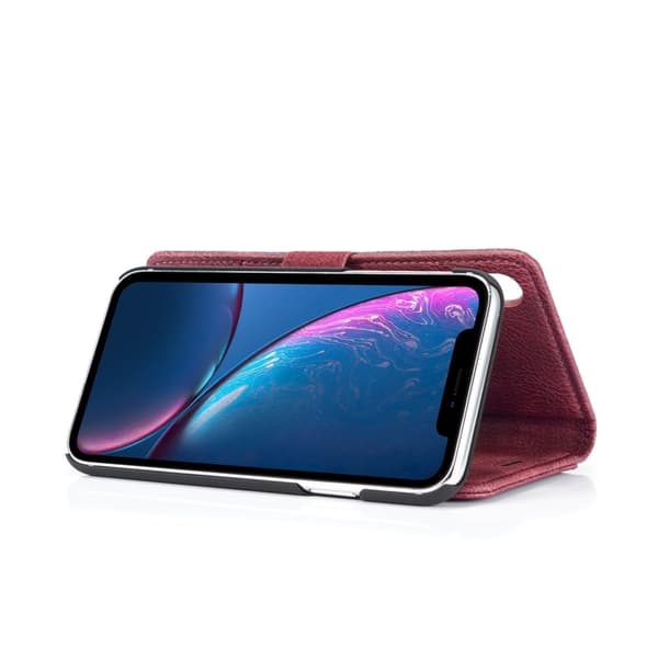 DG.MING iPhone XR Plånboksfodral i Äkta lädermed Ställfunktion Röd