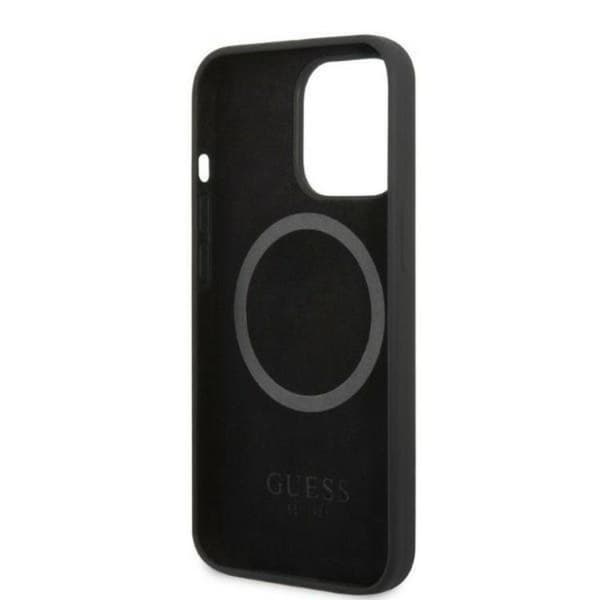 Guess iPhone 13 Pro Skal MagSafe Silicone Logo Plate - Sort Black