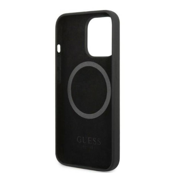 Guess iPhone 13 Pro Skal MagSafe Silicone Logo Plate - Svart Svart