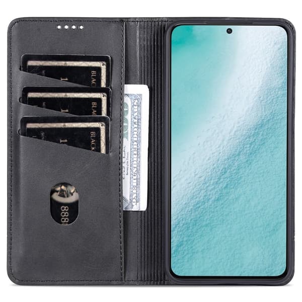 AZNS Samsung Galaxy S24+ Plånboksfodral Konstläder - Svart