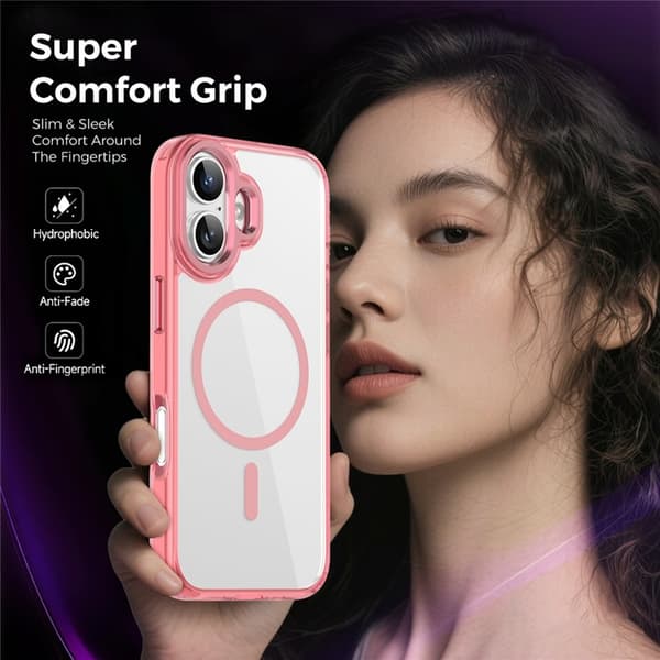 Mobilskal till iPhone 17 MagSafe TPU+PC Transparent - Rosa Rosa