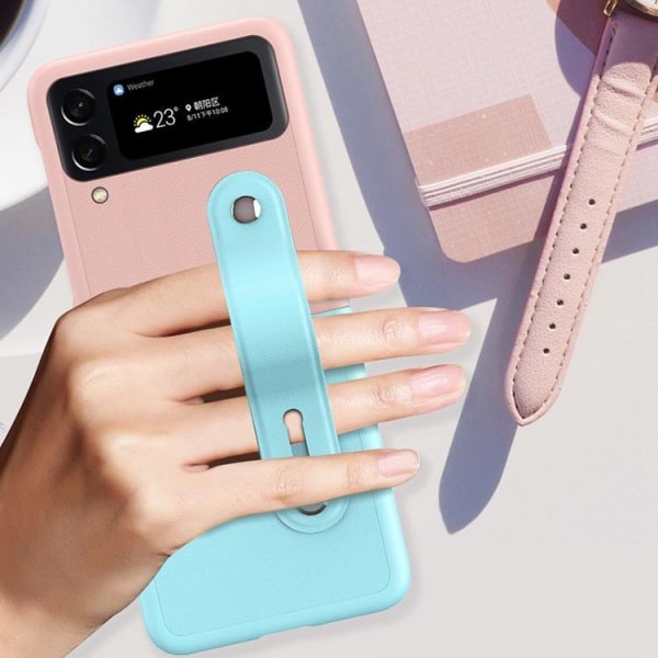 Galaxy Z Flip 4 Case Håndledsbånd Kickstand - Sort