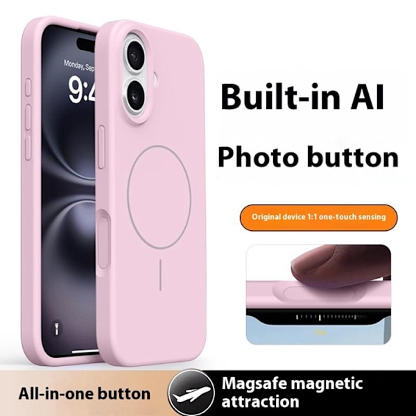 Mobilskal till iPhone 16 MagSafe Liquid Silikon Microfiber Lining - Rosa Rosa
