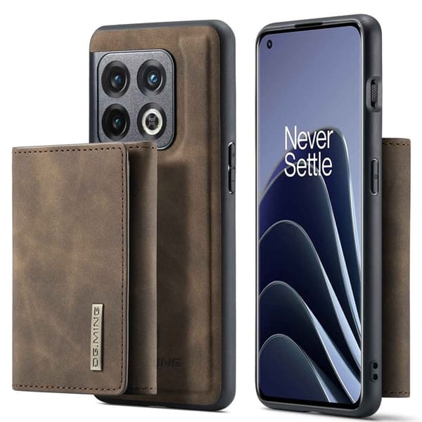 DG.MING OnePlus 10 Pro 5G Konstläder Plånboksfodral Magnetisk Brun