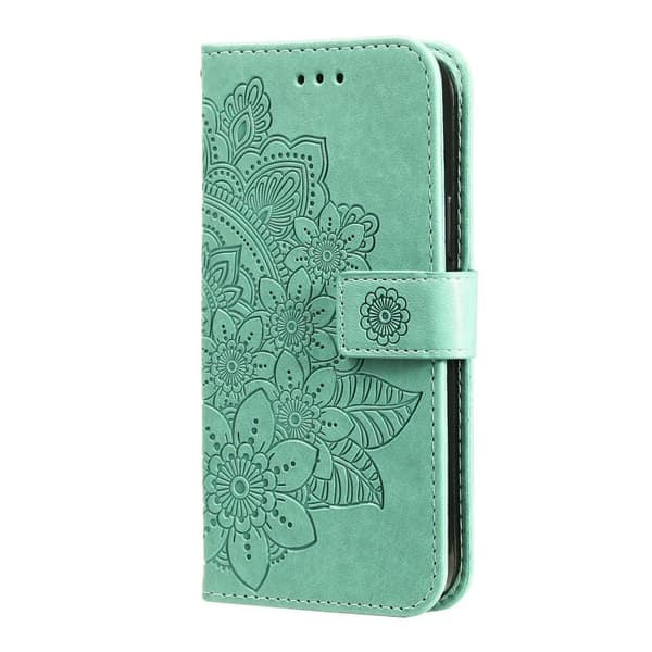 Samsung Galaxy S26 Plus Plånboksfodral Blommönster Konstläder Ställ - Grön