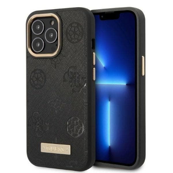 Guess iPhone 13 Pro Skal Magsafe Peony Logo Plate - Musta Black