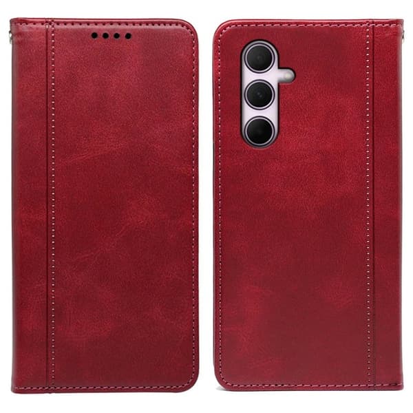 Mobilskal till Samsung Galaxy S26 Plus KonstLäder Med Magnetstängning - Röd