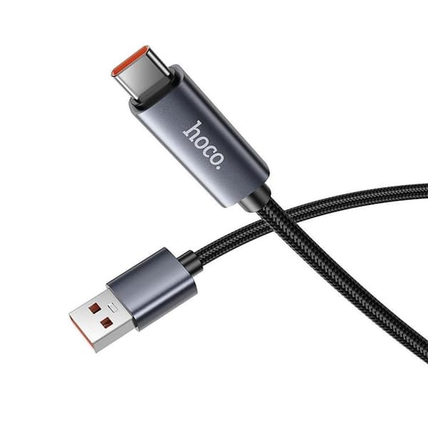 HOCO USB-A til USB-C Kabel 5A 1m med Skærm X112 - Sort Svart