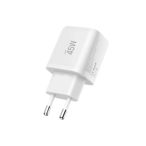 Tech-Protect 2-Port hurtigoplader 45W QC3.0 NCA45W-GAN med kabel Vit