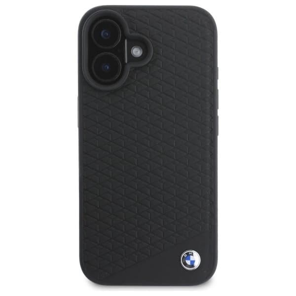 BMW telefontaske til iPhone 16 MagSafe Diamond Metal Logo - Sort Black