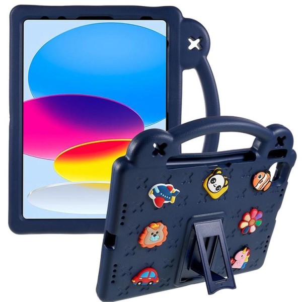 iPad 10.9 (2022) Shell EVA Kickstand iskunkestävä - tummansininen