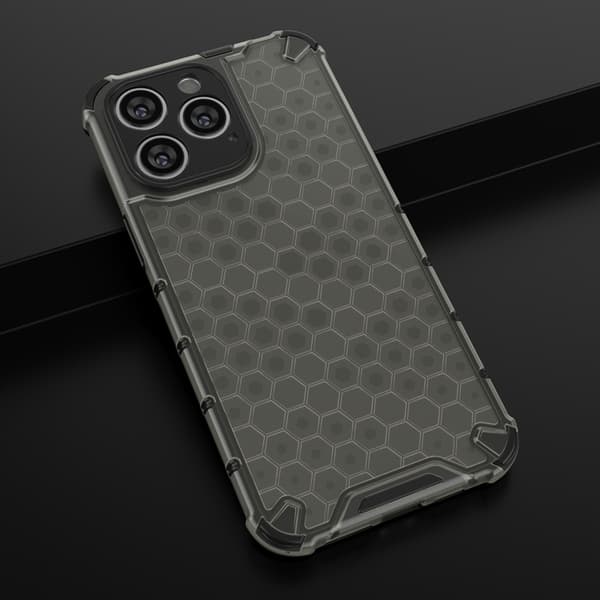 iPhone 14 Pro Max Skal Honeycomb Armored Hybrid - Musta Black
