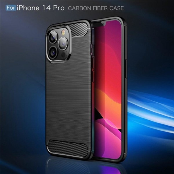 iPhone 14 Pro Skal Carbon Fiber Texture TPU - Svart