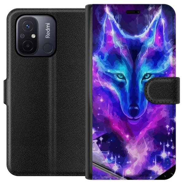 Plånboksfodral till Xiaomi Redmi 12C med Neon Varg