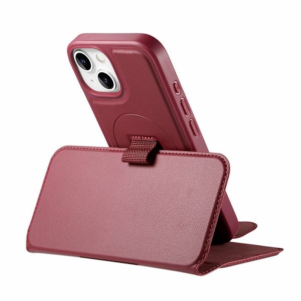 CASENEO iPhone 14 Plånboksfodral RFID Blocking Konstläder - Röd