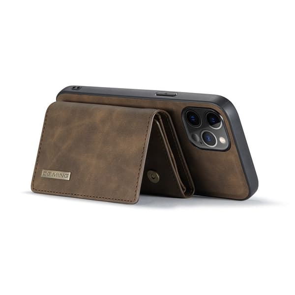 DG.MING M1 Series Plånboksfodral Konstläder för iPhone 13 Pro Max - Brun