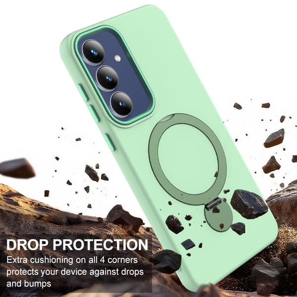 Mobilskal för Samsung Galaxy S26 Plus Magnetiskt Ring Kickstand TPU + PC - Grön