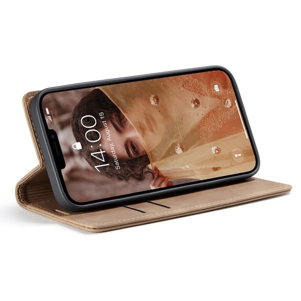 CASEME 013 Plånboksfodral i Konstläder för iPhone 13 - Brun