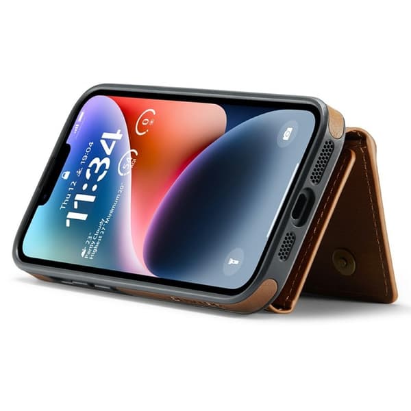 DG.MING M6 Series Mobilskal till iPhone 14 Magnetiskt Plånboksfodral Brun