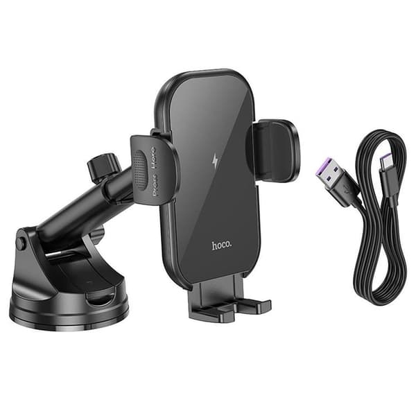 Hoco Bilholder Med 15W Trådløs Opladning HW5 - Sort Black