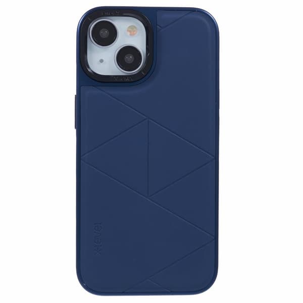 X-LEVEL Mobilskal till iPhone 14/13 Läder+PC+TPU Geometrisk Blå
