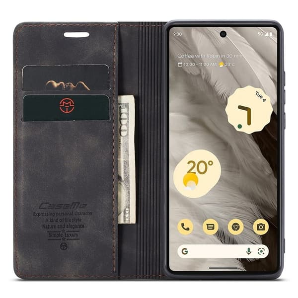 CASEME 013 Series Mobilskal till Google Pixel 7a Konstläder Svart