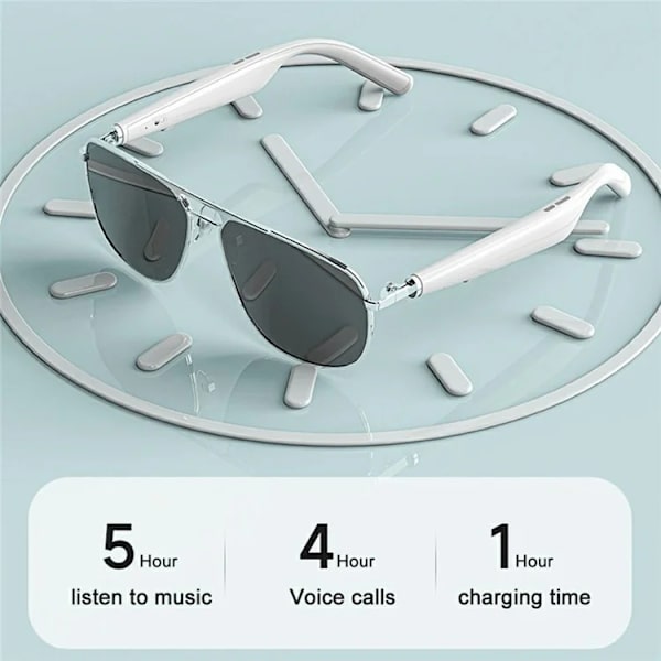Polariserade Smarta Glasögon Bluetooth G01-01 - Vit