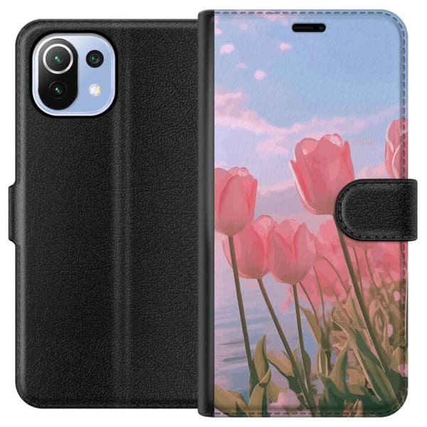 Plånboksfodral till Xiaomi Mi 11 Lite med Rosa Tulpaner