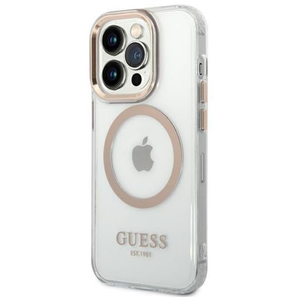 GUESS iPhone 14 Pro Max Skal Magsafe Metal Outline - Guld