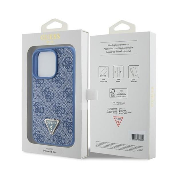Guess iPhone 15 Pro Mobilskal Triangle Strass - Blå