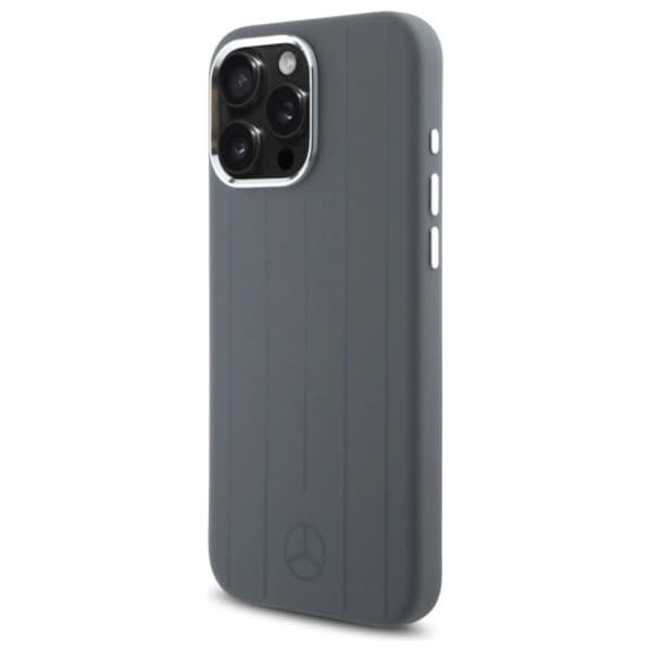 Mercedes Mobilskal till iPhone 16 Pro Max MagSafe Silikon Vertical Stripes - Grå Grå