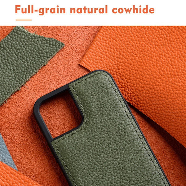 MELKCO Mobilskal till iPhone 13 Pro Max Äkta Läder + Mikrofiber + PC Grå
