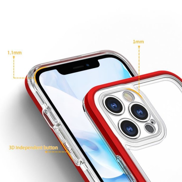 iPhone 12 Pro Case Clear 3in1 - punainen