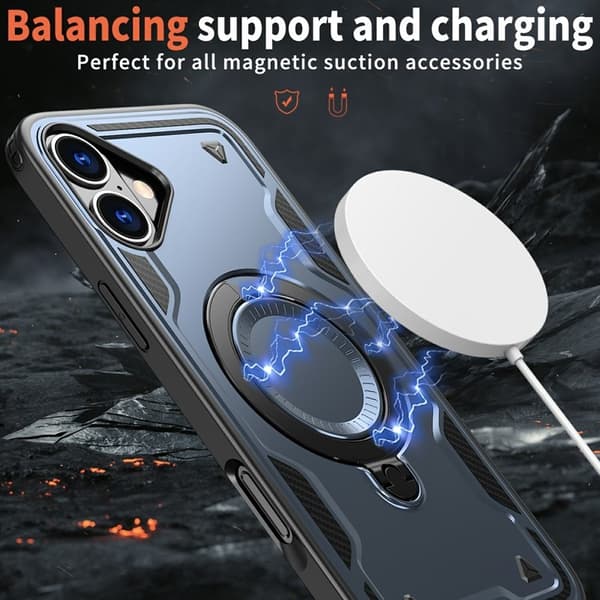 Mobilskal till iPhone 16 Plast MagSafe Militärskydd - Blå