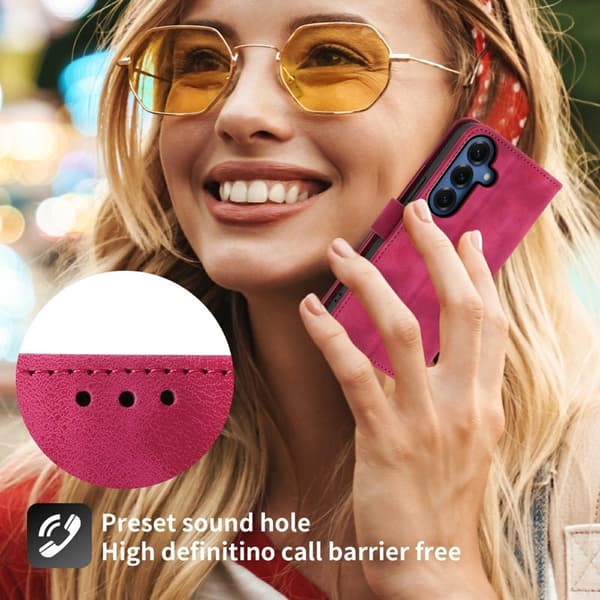 Samsung Galaxy S26 Plus Plånboksfodral Blommönster Konstläder - Vinröd