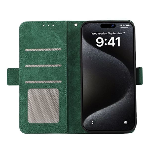 ABEEL iPhone 16 Plånboksfodral Konstläder RFID-Skydd Kortfickor Grön